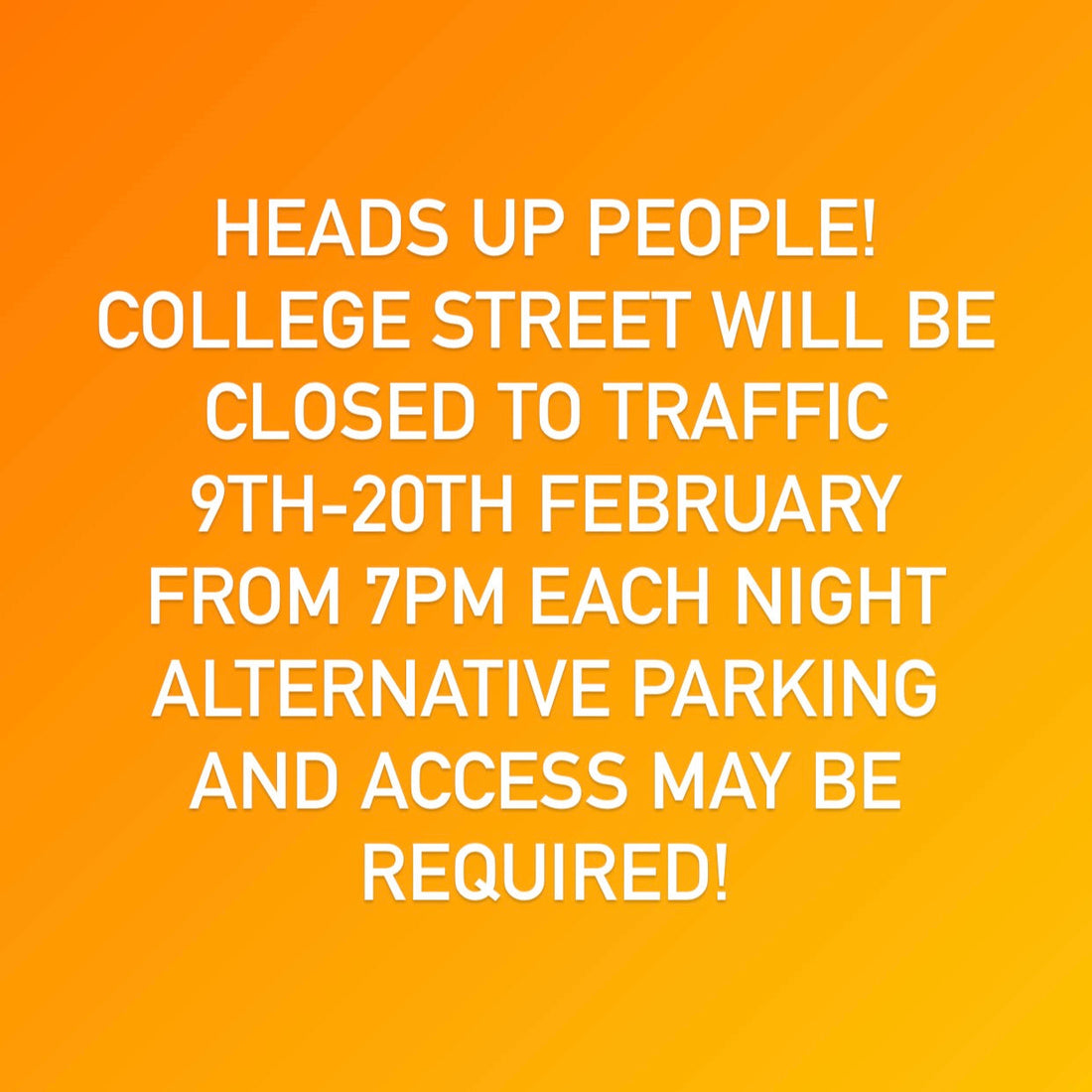 Road works - College street - Feb 25